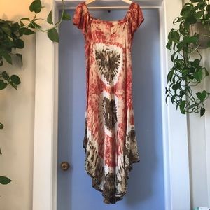 Tie dye red heart dress